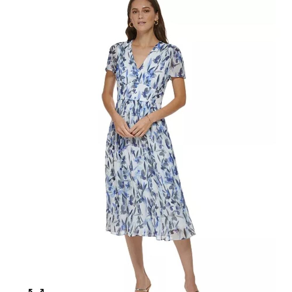 DKNY Floral Blue Dress Size 12